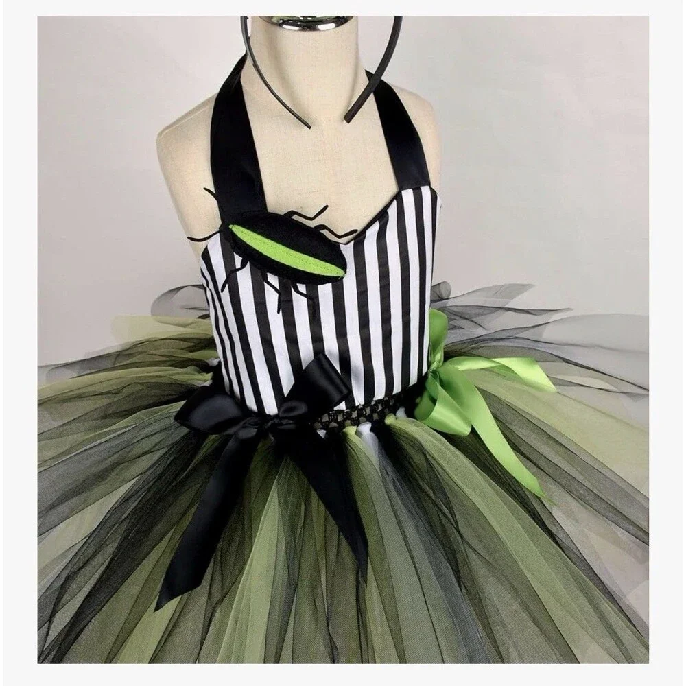 Kids Girl Halloween Costume Short Sleeve Ruffle Tulle Tutu Dress festival 11-12